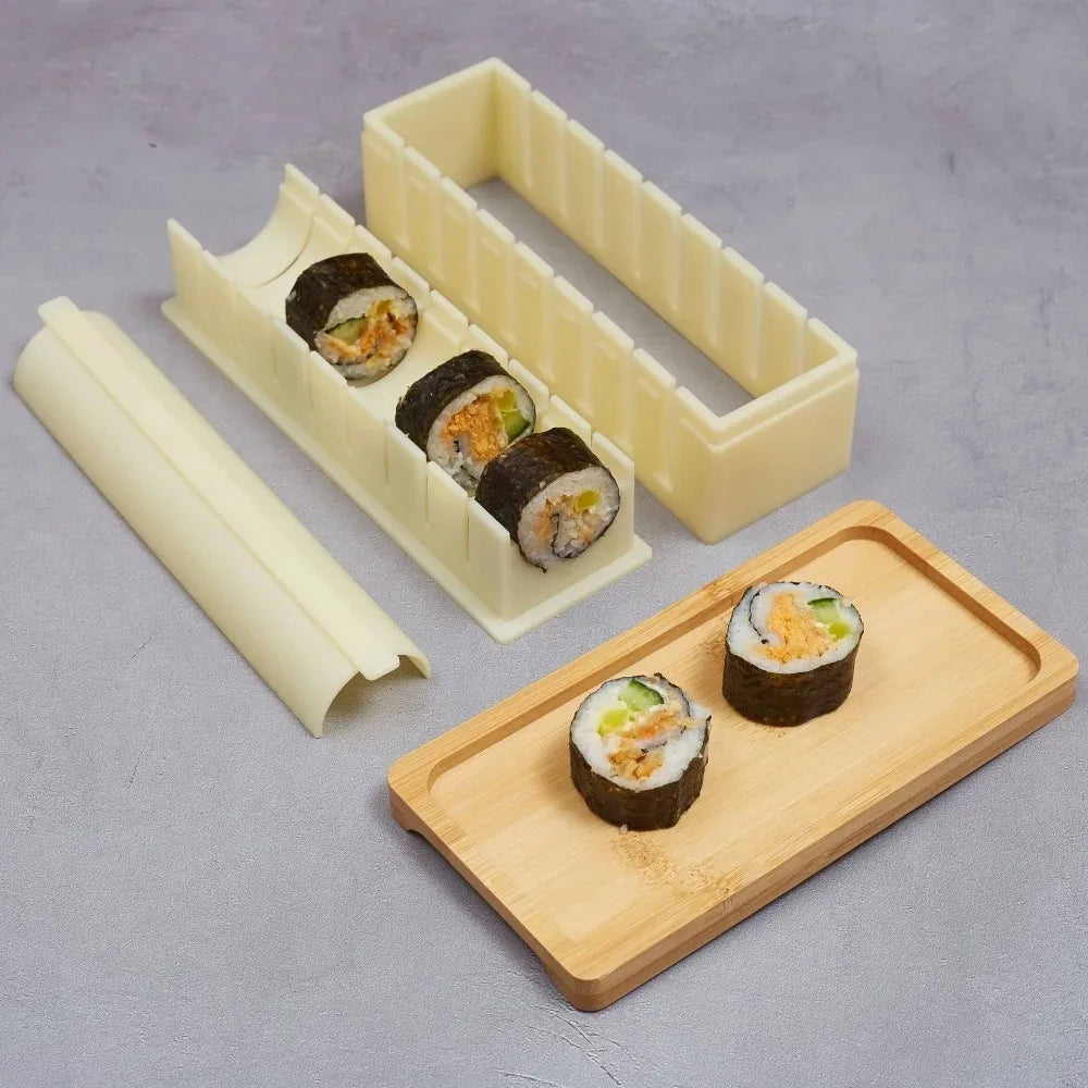 3pcs/set Sushi Maker Equipment Kit Plastic Kimbap Sushi Rolls Mold Round Square Heart-shaped Sushi Making Tools Cake Roll Mold Peaceful Pleasures Health and Wellness