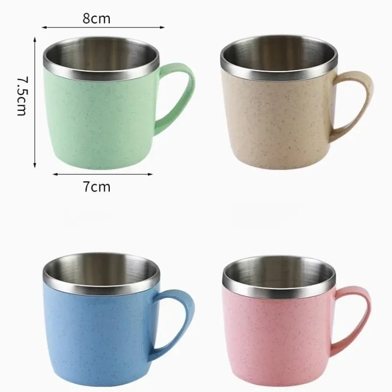 Double-Wall Stainless Steel Insulated Mug – Anti-Scald, Shatterproof, with Handle for Coffee, Tea & Milk