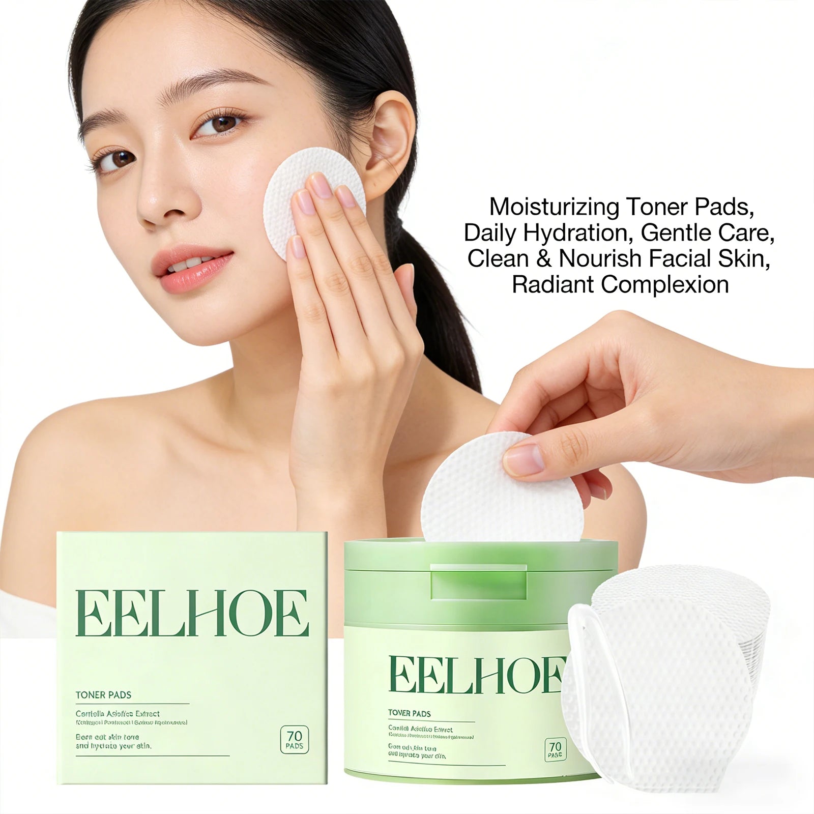 EELHOE Toning Cotton Pads 70pcs – Hydrate, Cleanse & Oil Control Toning Cotton Pads Peaceful Pleasures Health and Wellness