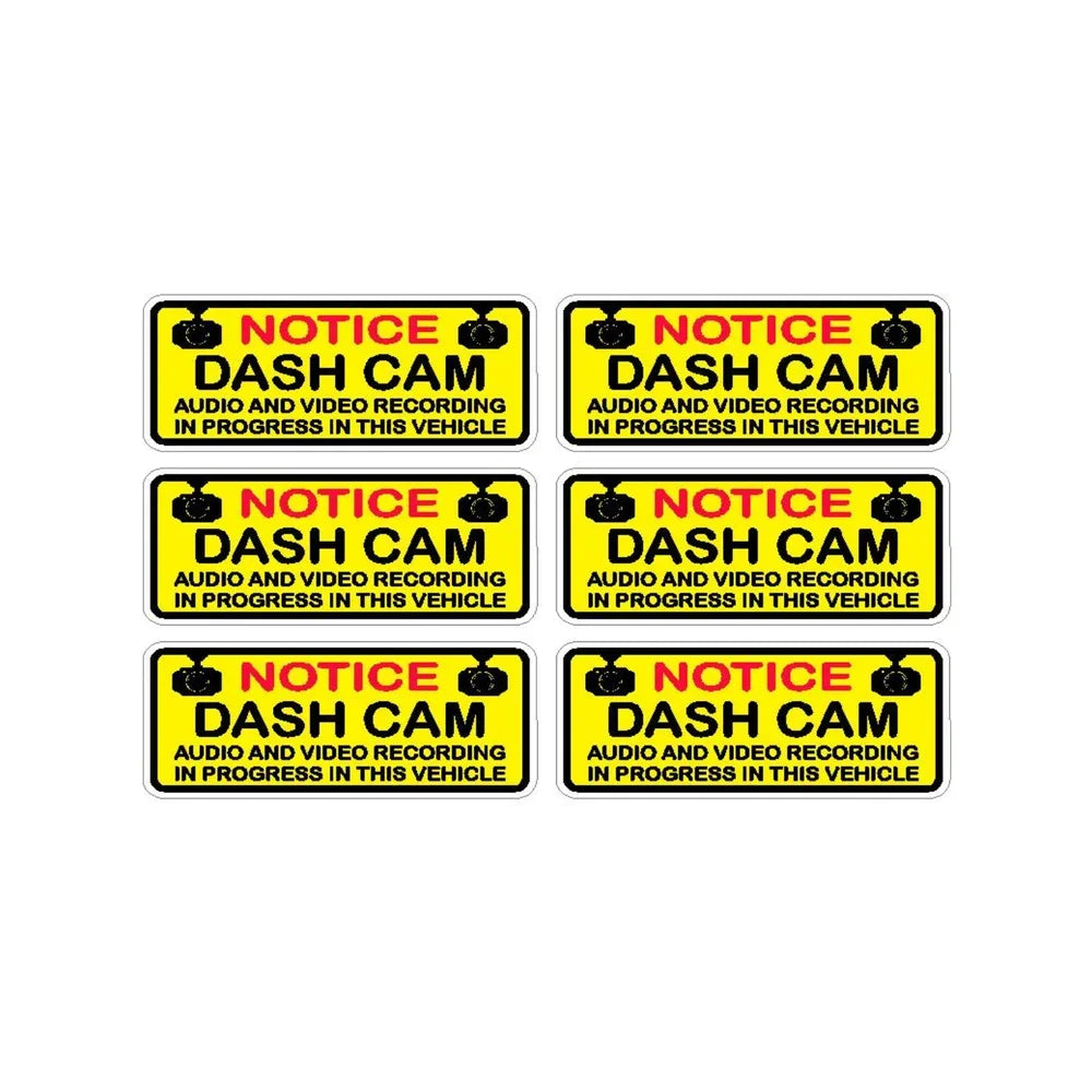 Pack of 6 90mmx25mm Notice Dash Cam Audio Video Recording Car Truck Window Sticker Decal Peaceful Pleasures Health and Wellness Default Title