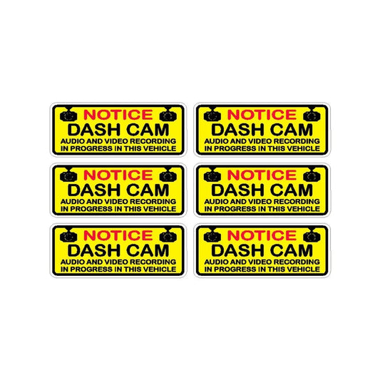 Pack of 6 90mmx25mm Notice Dash Cam Audio Video Recording Car Truck Window Sticker Decal Peaceful Pleasures Health and Wellness Default Title