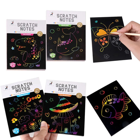 Magic Rainbow Scratch Art Activity Books Kids Cartoon Dinosaur Ocean Peaceful Pleasures Health and Wellness