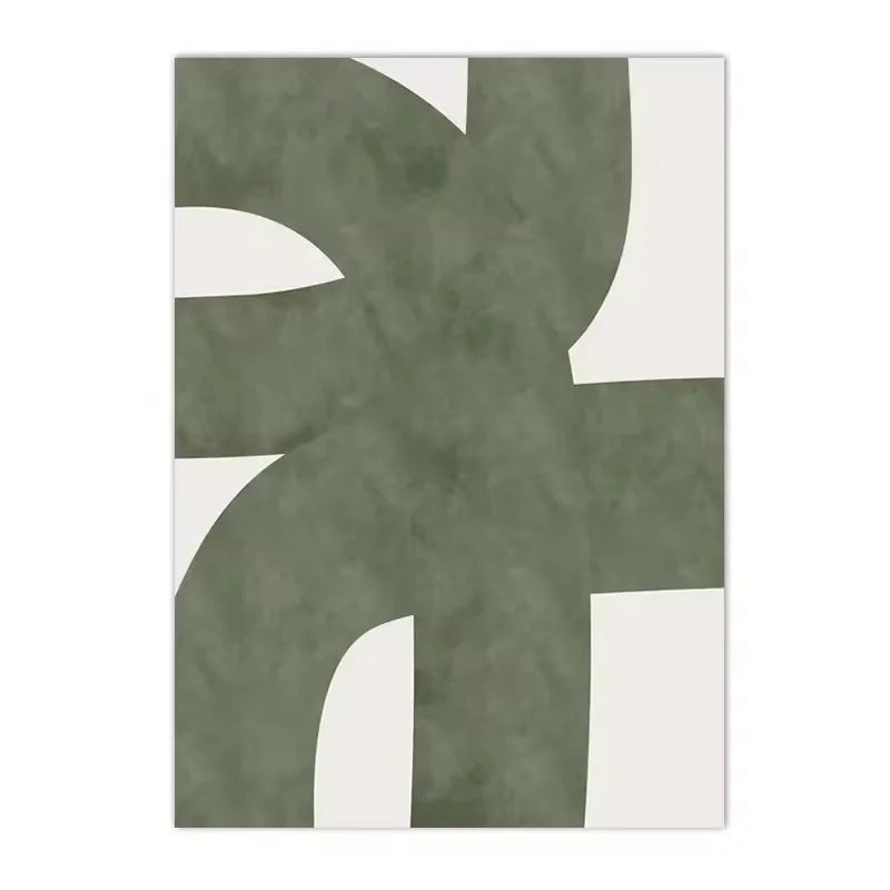 Mid-century Green Organic Lines Modern Minimalist Printable Wall Art Green and Beige Tones Printable Wall Art Painting Unframed Peaceful Pleasures Health and Wellness ZLH3133 90x130cm No Frame