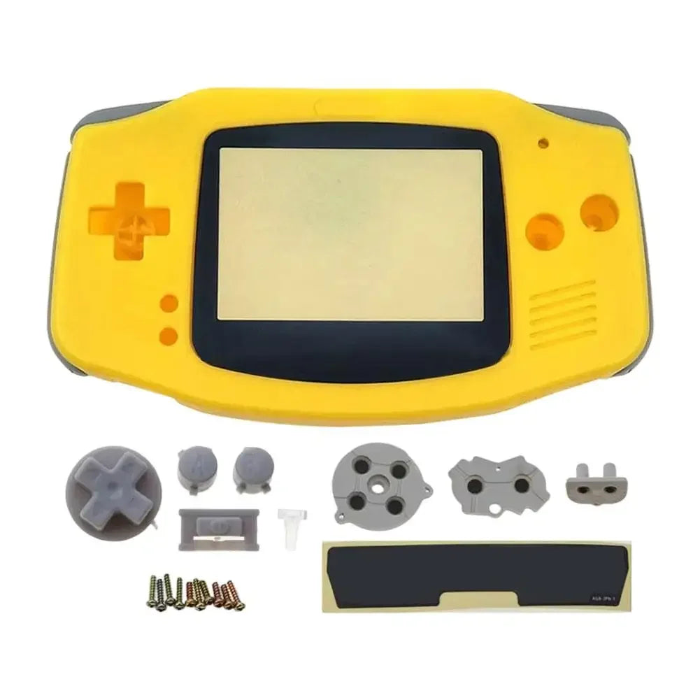 Full Housing Shell Replacement for Game Boy Advance GBA Clear Transparent Custom Case Cover Buttons Screws Full Set DIY Repair Peaceful Pleasures Health and Wellness Yellow