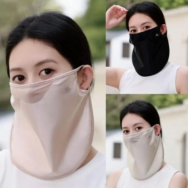 Ice Silk Women's Face & Neck UV Sun Cover – Lightweight Mask