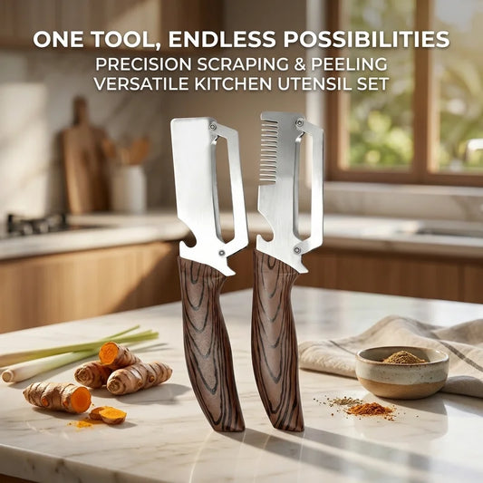 Stainless Steel Fruit & Vegetable Peeler | Wood-Grain Handle Vegetable Peeler Peaceful Pleasures Health and Wellness