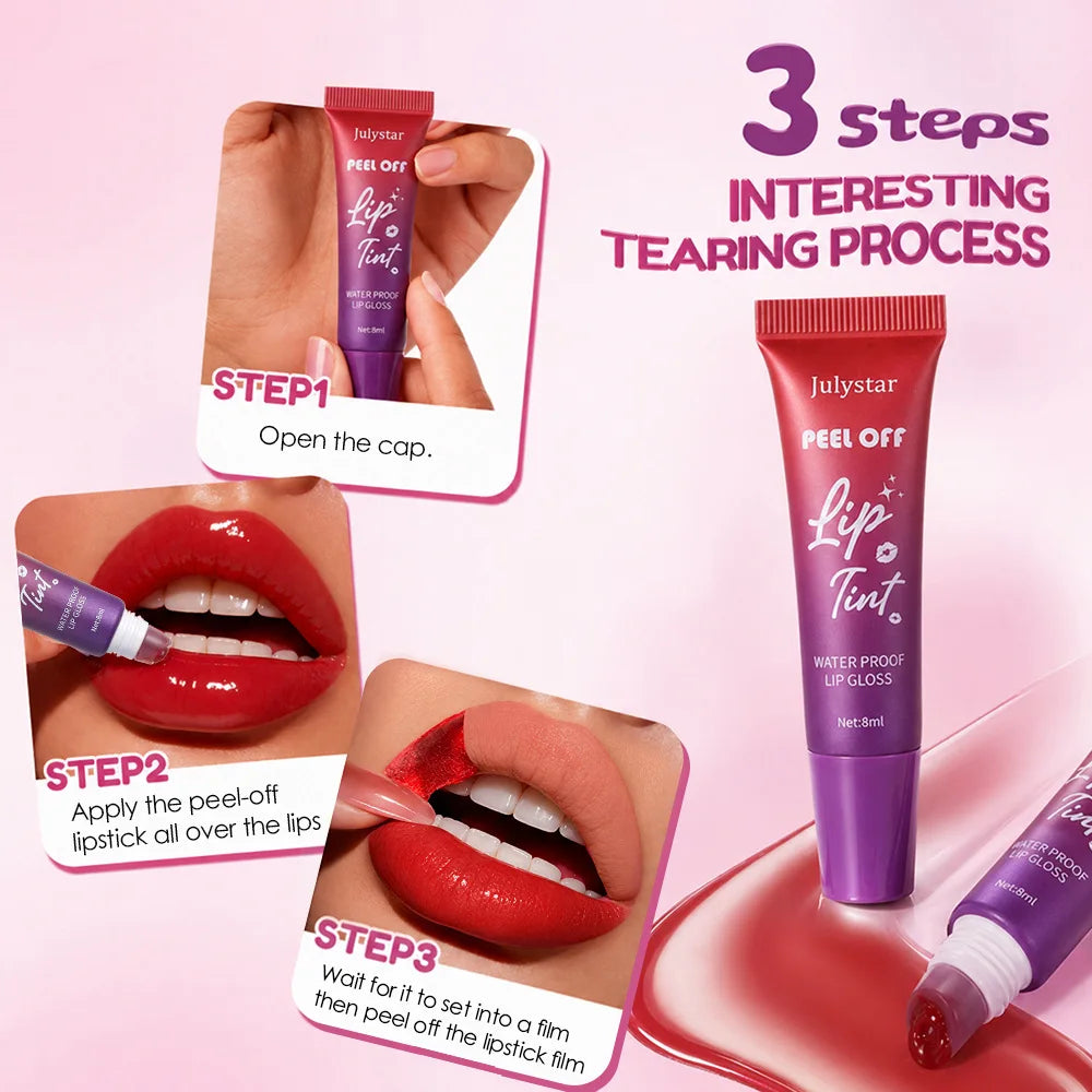Peel-Off Matte Lip Stain | 6 Colors Waterproof Lip Gloss