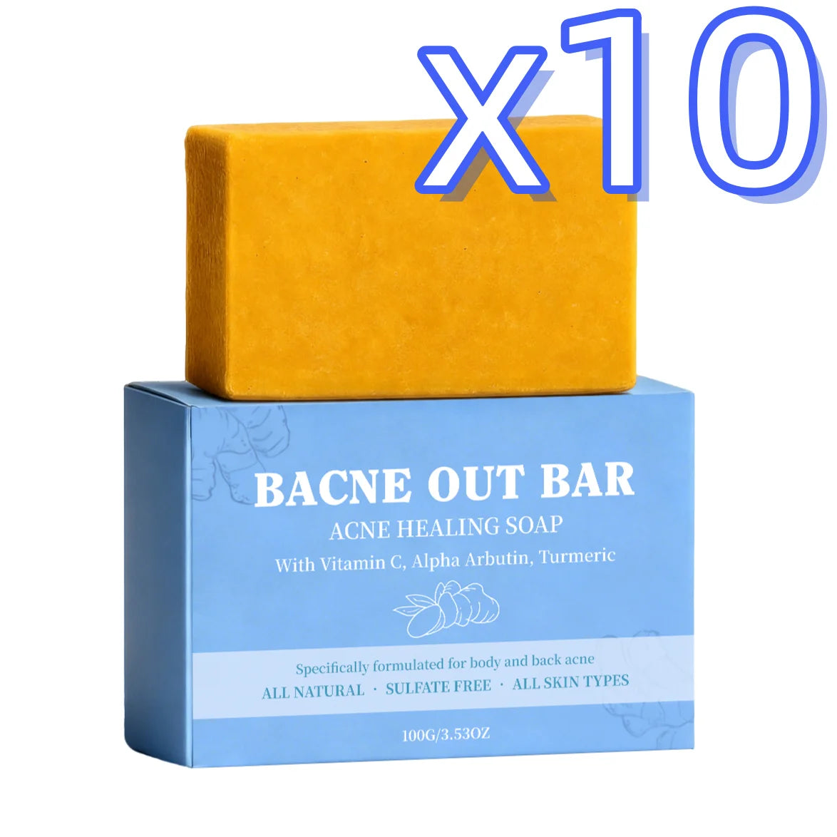 Exfoliating Body Cleansing Soap Eliminate Back Pimples Fade Acne Marks Deep Clean Dirt Oil Control Turmeric Exfoliate Soap Bar Peaceful Pleasures Health and Wellness 100g Boxed x 10pcs