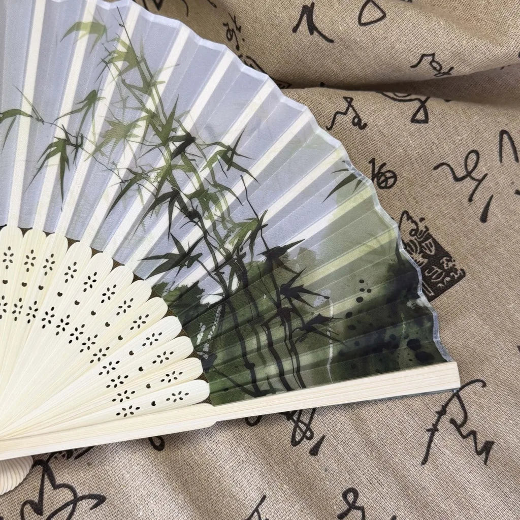 Bamboo Silk Folding Fan – Hanfu Dance, Photo Prop & Decor