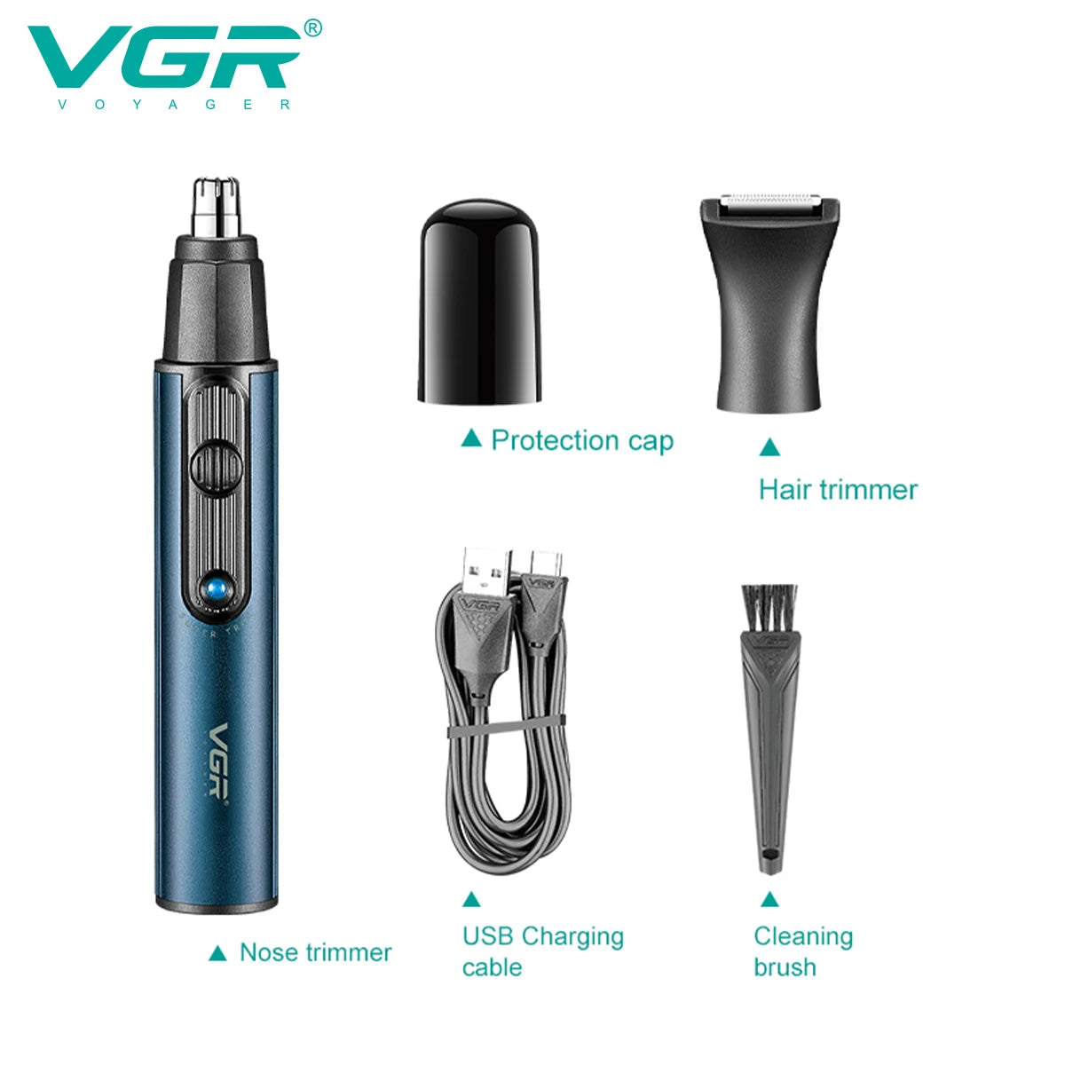 VGR 626 2-in-1 Convenient Hair Cleaning Set Men's Shaver Shaver Metal Nose Hair Trimmer Deep Cleaning Hair Trimmer Hair Removal Peaceful Pleasures Health and Wellness