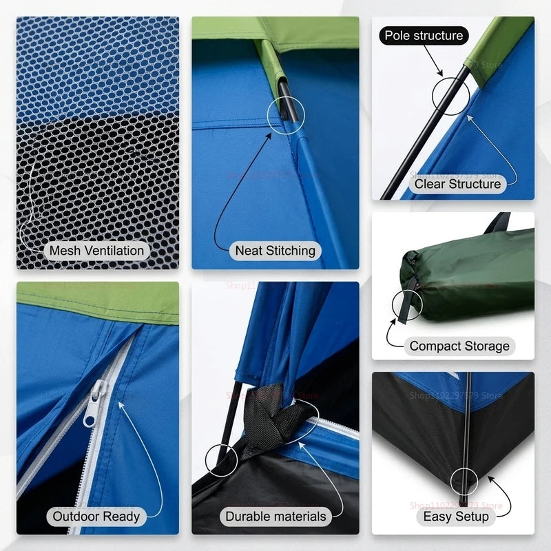 Ultralight Camping Tent for Hiking Shelter 2 Person Dual-layer Door Weatherproof Backpacking Equipment—Ideal for Adventures Peaceful Pleasures Health and Wellness