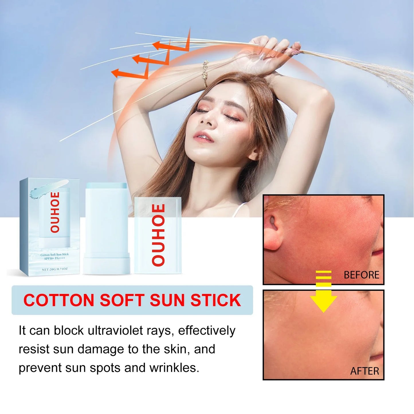 Sunscreen Stick Matte Sun Stick Refreshing Anti-UV Refreshing Oil Control Waterproof Sunscreen Moisturizing UV Protector Peaceful Pleasures Health and Wellness