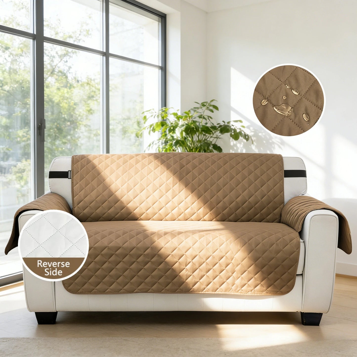 Waterproof Sofa Cover Quilted Anti-wear Couch Covers for Dog Pet Kids Recliner Armchair Furniture 1/2/3/4 Seater Protector Peaceful Pleasures Health and Wellness Gray-brown 1 Seater 65inch