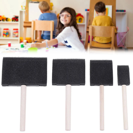 4-Piece Sponge Foam Paint Brush Set with Wooden Handle Foam Paint Brush Set Oasis Select