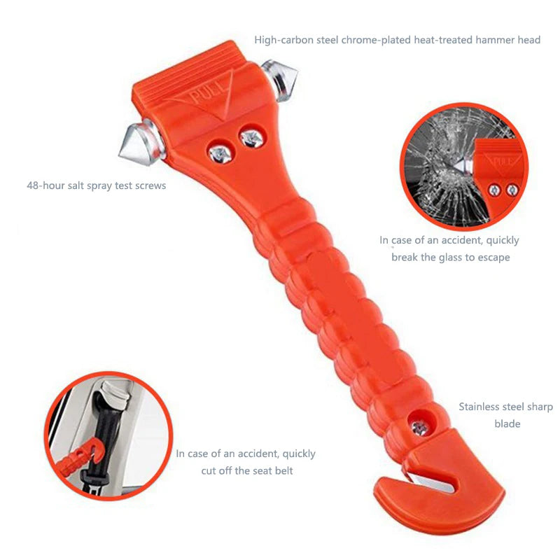 Two-in-one escape window-breaking tool hammer stainless steel in-car life-saving hammer emergency self-rescue Peaceful Pleasures Health and Wellness