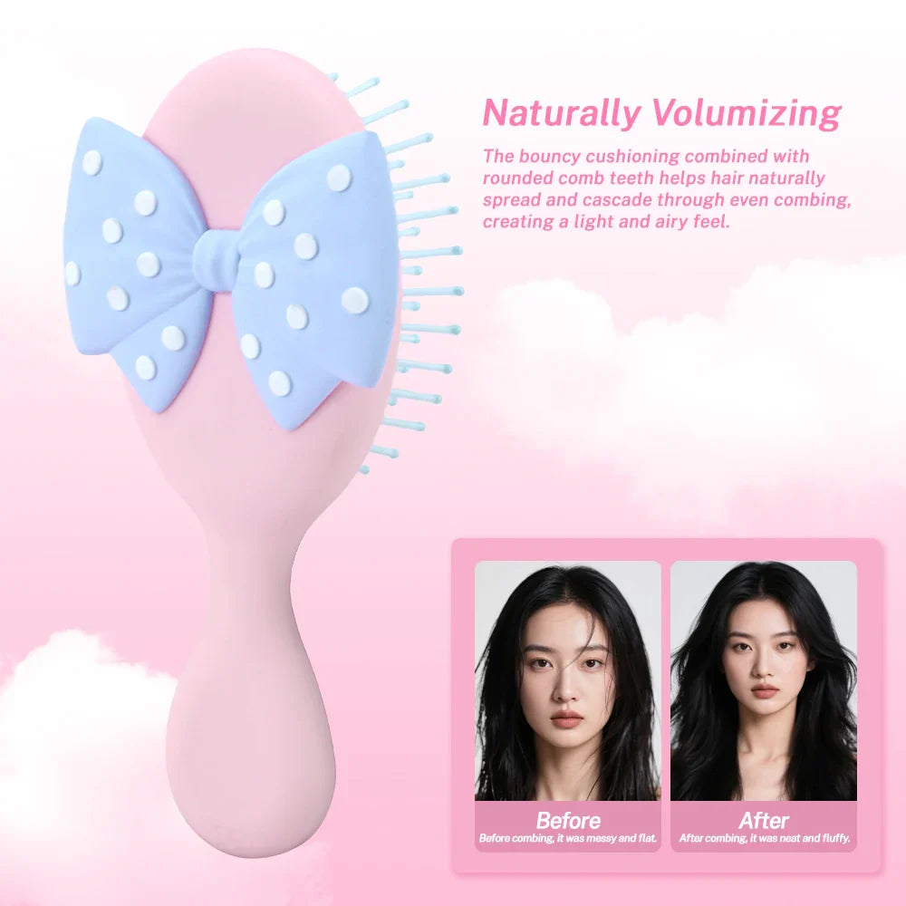 Mini Polka Dot Bow Air Cushion Hair Brush – Detangling Comb