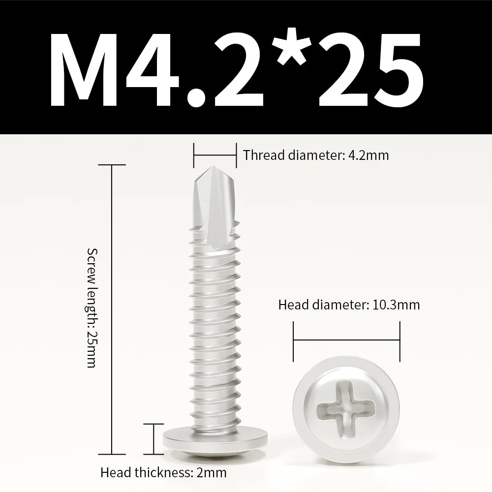 M4.2 Self-Tapping Tek Screws 410 Stainless Steel Truss Head