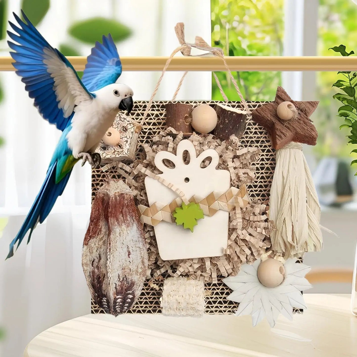 Wooden Bird Foraging Toy for Conures & Cockatiels | Chew Toy Bird Foraging Toy Peaceful Pleasures Health and Wellness