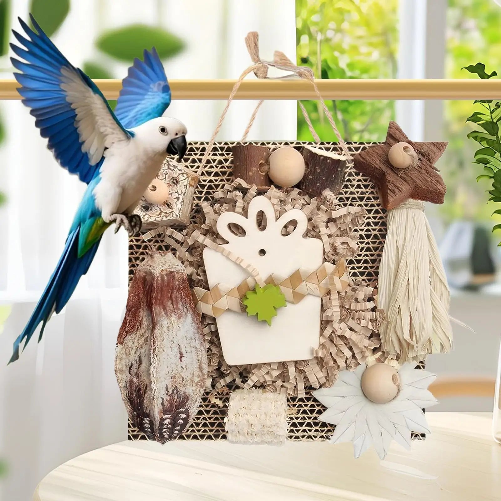 Wooden Bird Foraging Toy for Conures & Cockatiels | Chew Toy Bird Foraging Toy Peaceful Pleasures Health and Wellness