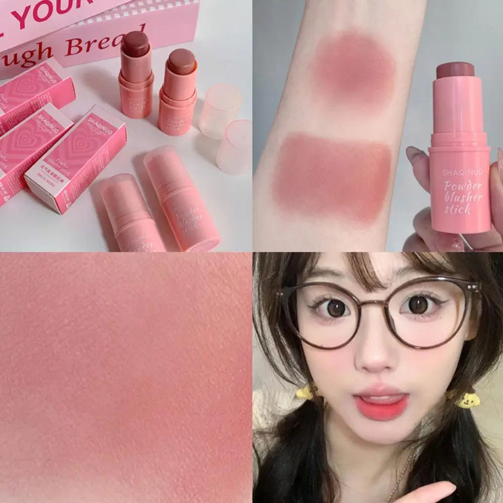 3in1 Monochrome Blusher Cheek Lip Tinted Durable Matte Natural Rouge Powder Blusher Stick Cream Matte Contour Makeup Cosmetices Peaceful Pleasures Health and Wellness