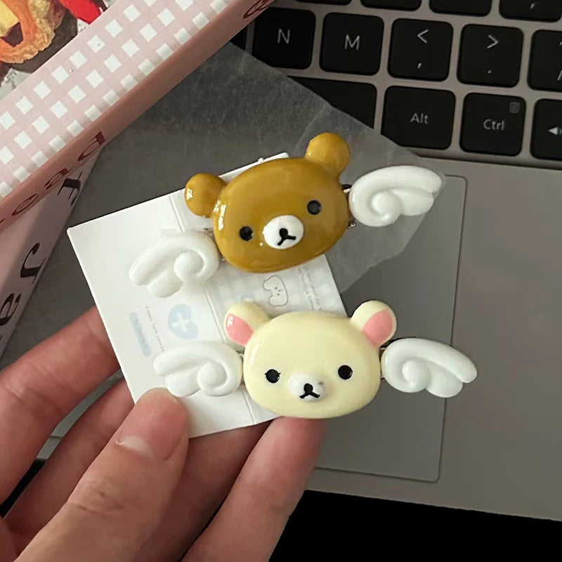 Kawaii Winged Bear Hair Clip – Angel Hairpin for Girls