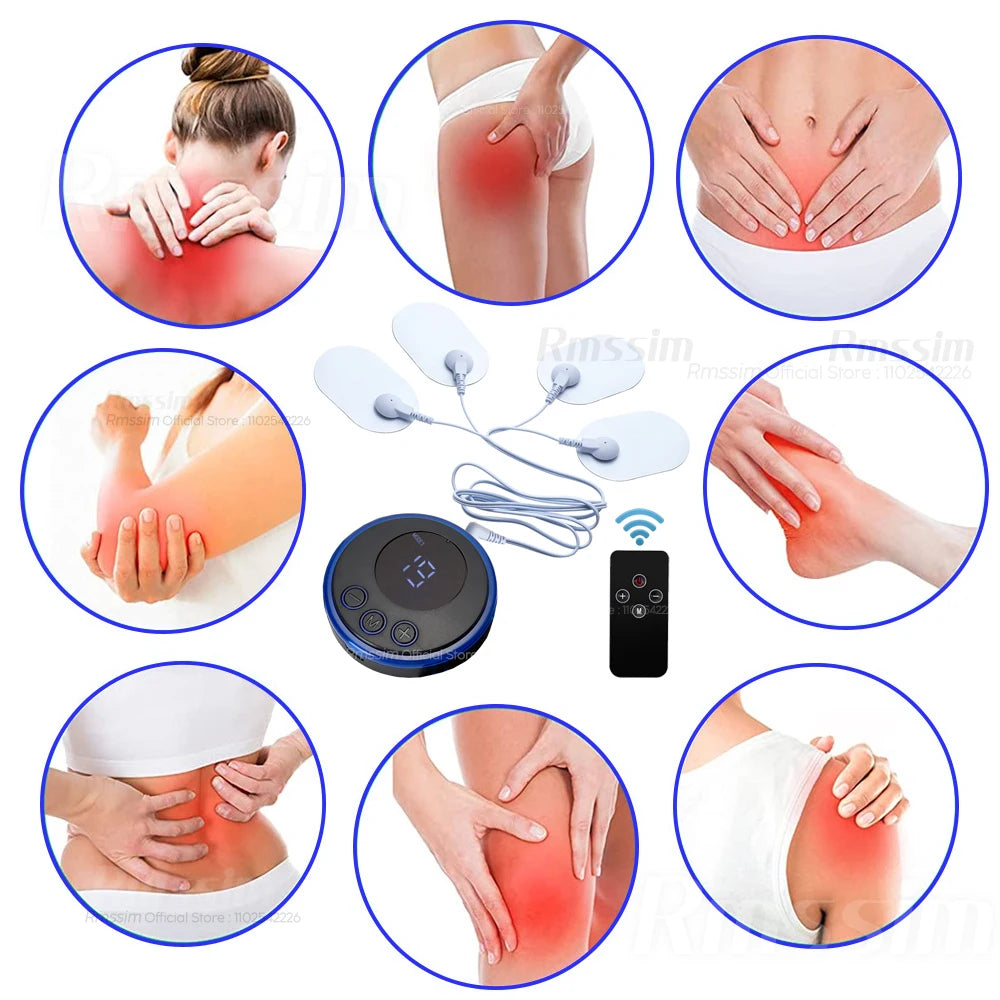 LCD Display EMS Neck Back Electric Massage Cervical Vertebra Patch Body Neck Hip Toner Massger Remote 8 Modes 19 Level Peaceful Pleasures Health and Wellness