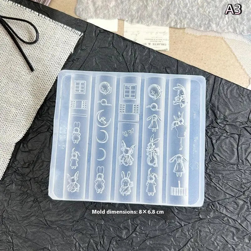 Cartoon Rabbit Bow Nail Art Silicone Mold Stamp DIY Manicure Tools for Nail Decoration Relief Accessory Peaceful Pleasures Health and Wellness A3