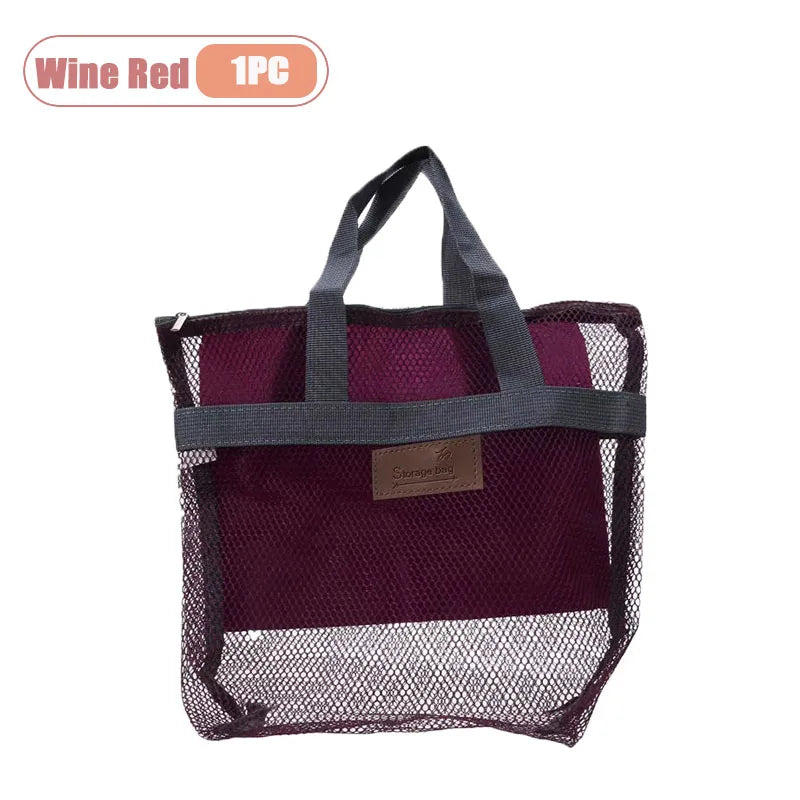 Travel Beach Tote Bag with Mesh Pockets – Swim & Gym Organizer