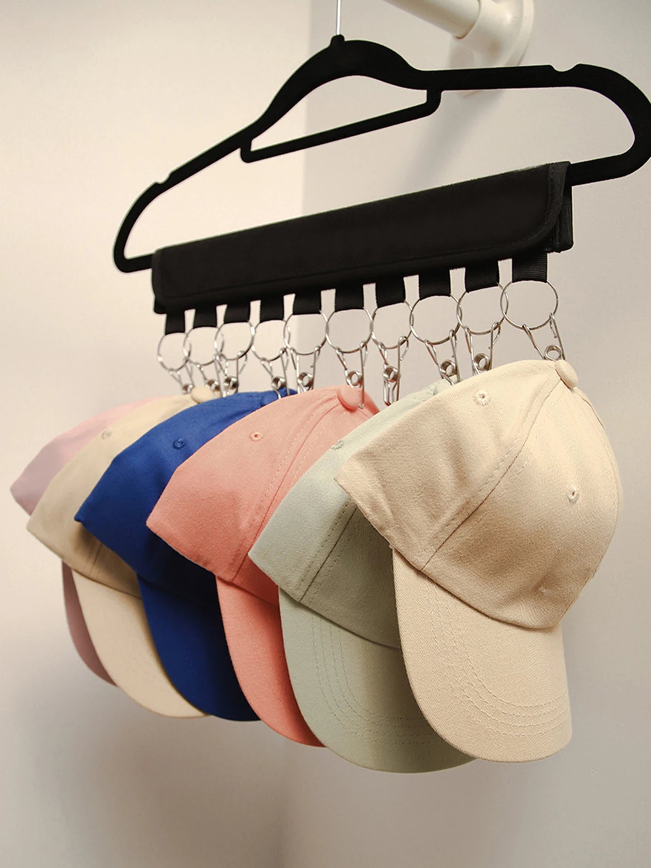 10 Clip Multifunctional Clothes And Hat Clip Portable Household No Punching Velcro Hat Storage Clothes Clip Baseball Cap Storage Peaceful Pleasures Health and Wellness black