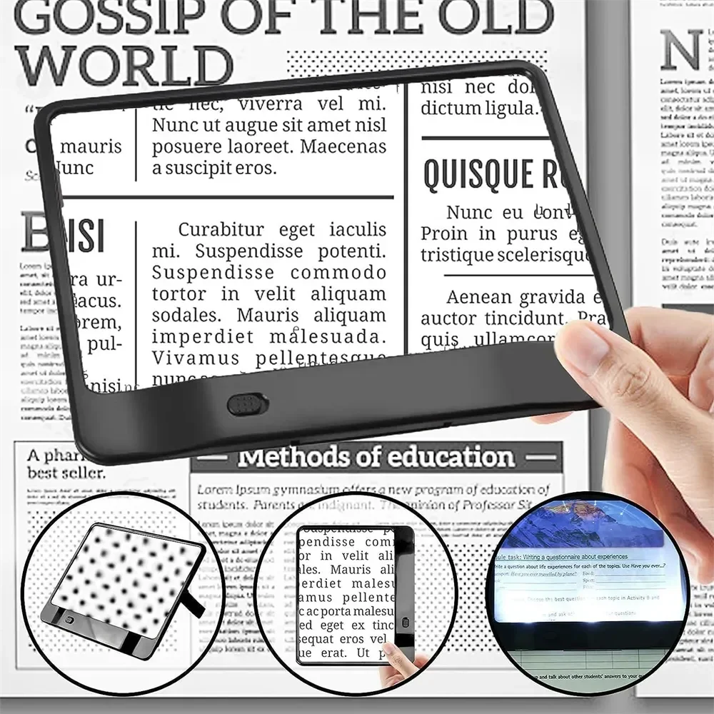 3X Full Page LED Magnifier Lightweight Reading Sheet for Books Newspapers Seniors Kids Low Vision Craft Hobby Repair Peaceful Pleasures Health and Wellness