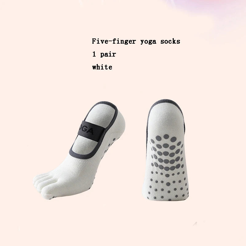 Anti-slip Cotton Sweat-absorbing and Wear-resistant Five-finger Floor Socks Women's Dance Practice Socks Pilates Socks Peaceful Pleasures Health and Wellness White EU35-40