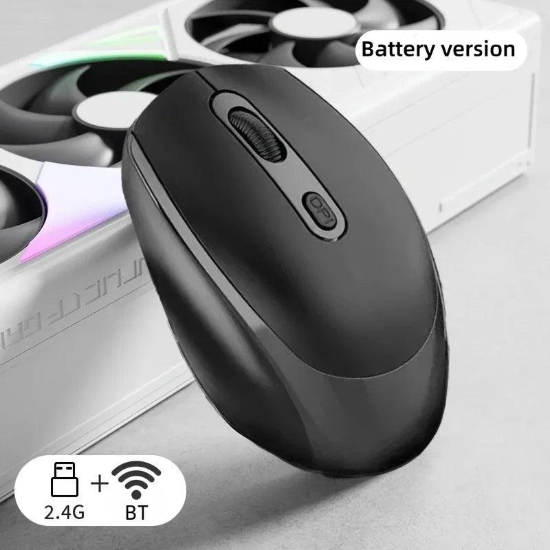 Dual-Mode Wireless Mouse, 2.4G+BT Ergonomic Optical Computer Mouse, 2.4G USB Mice For Laptop Pad PC Tablet Macbook Wireless Mice Peaceful Pleasures Health and Wellness Black
