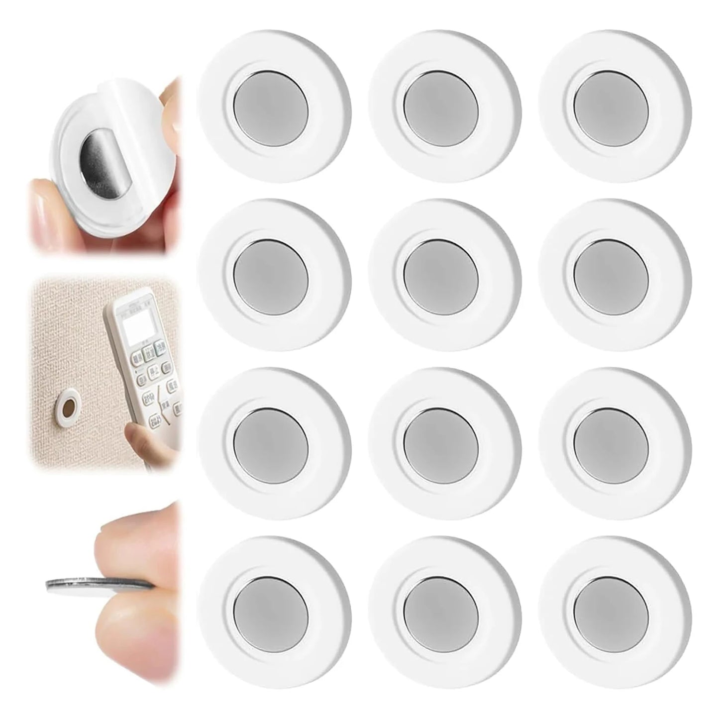 Round Magnetic Hooks Wall Mount Strong Magnet Holder for Fridge Sticker Remote Control Storage Holder Home Organizer Hook Peaceful Pleasures Health and Wellness 12pcs