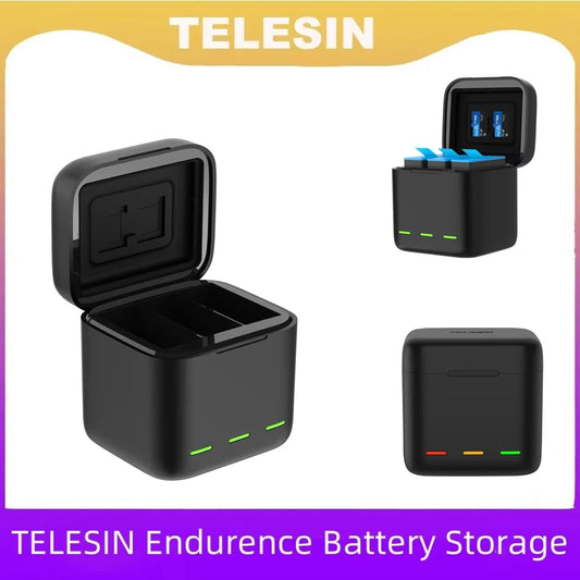 TELESIN Portable Battery Charger 3 Slot Fast Charging for GoPro Hero 13 Battery for GoPro Hero13 Black Action Camera Accessories Peaceful Pleasures Health and Wellness