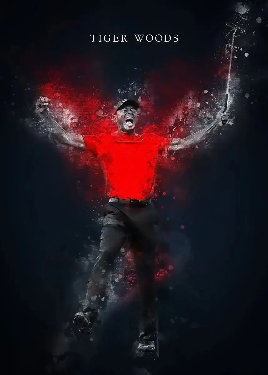 Tiger Woods Golf Portrait Canvas Wall Art | Fan Gift Poster