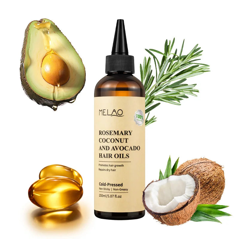 150ml Rosemary Coconut And Avocado Hair Scalp Treatment Hair Growth Oil Nourishing Hair Serum for Shine Strength All Hair Types Peaceful Pleasures Health and Wellness