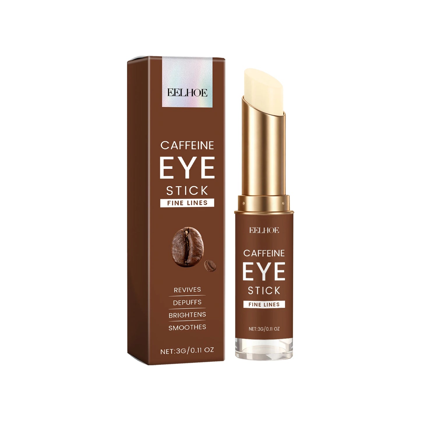 Caffeine Eye Cream Stick Moisturizing Remove Eye Bag Improve Dullness Brightening Anti Puffiness Dark Circle Portable Eye Creams Peaceful Pleasures Health and Wellness 3g Boxed