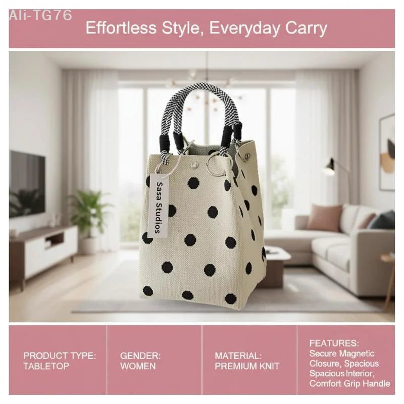 Cute Knitted Handbag with 3D Magnetic Snap | Women's Clutch