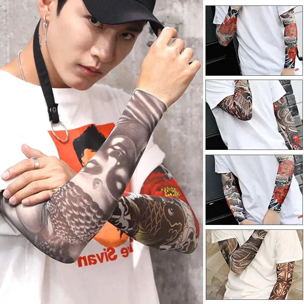 Tattood Sleeve With Floral Arm Tattoo Seamless Outdoor Cycling Tattoo And Sun Protection Sleeve 1pc Tattoo Sleeve Sleeve Sunscre Peaceful Pleasures Health and Wellness