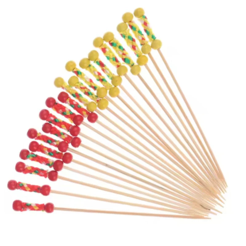 Party Banquet Celebration Festival Fruit Fork Disposable Bamboo Dessert Cake Fork Pastry Decoration Bamboo Sticks Cocktail Fork Peaceful Pleasures Health and Wellness