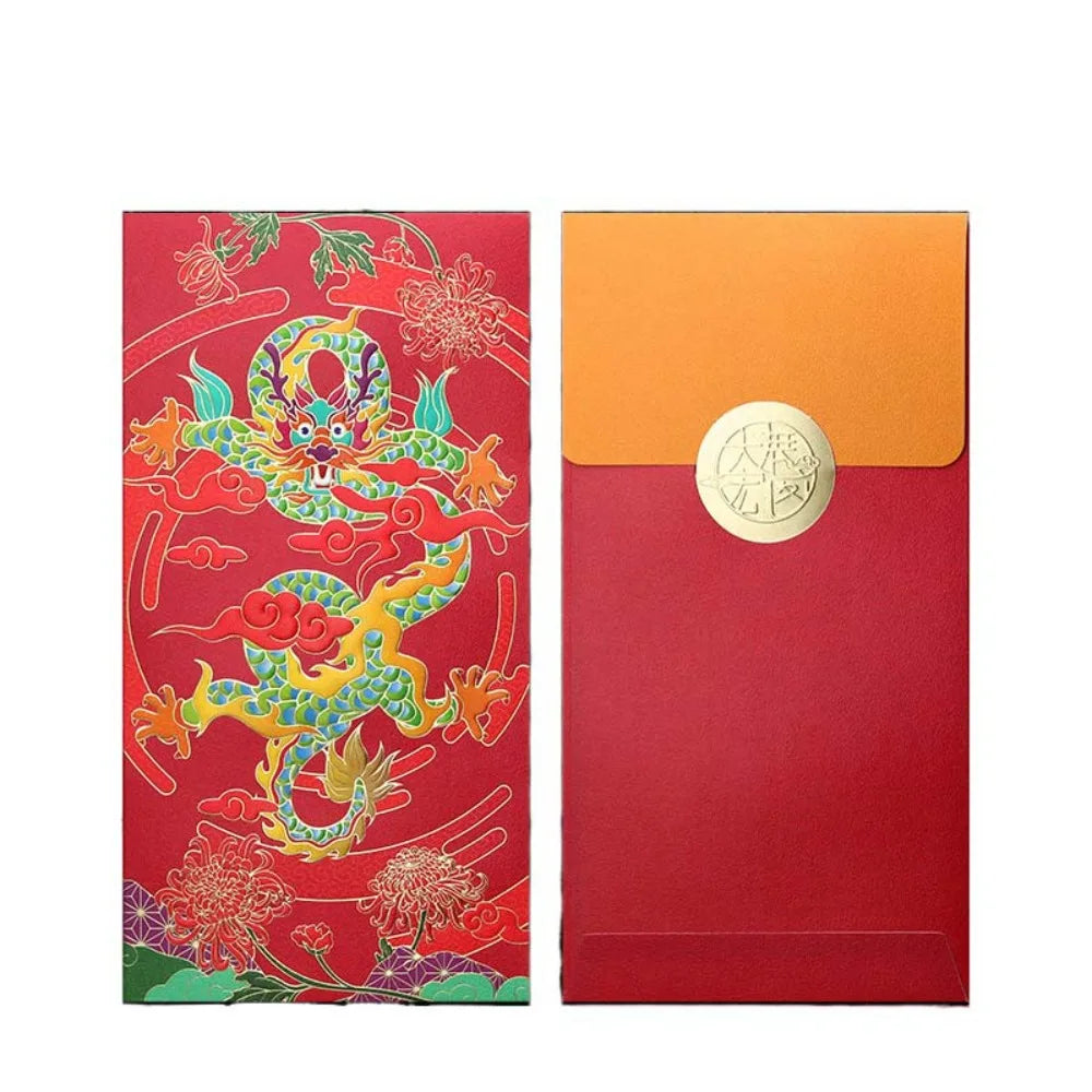 Hot Stamping Chinese New Year red envelopes Solid Embossed Lucky Money Bag Thickened Paper Red Packet Year of The Snake Peaceful Pleasures Health and Wellness Style B