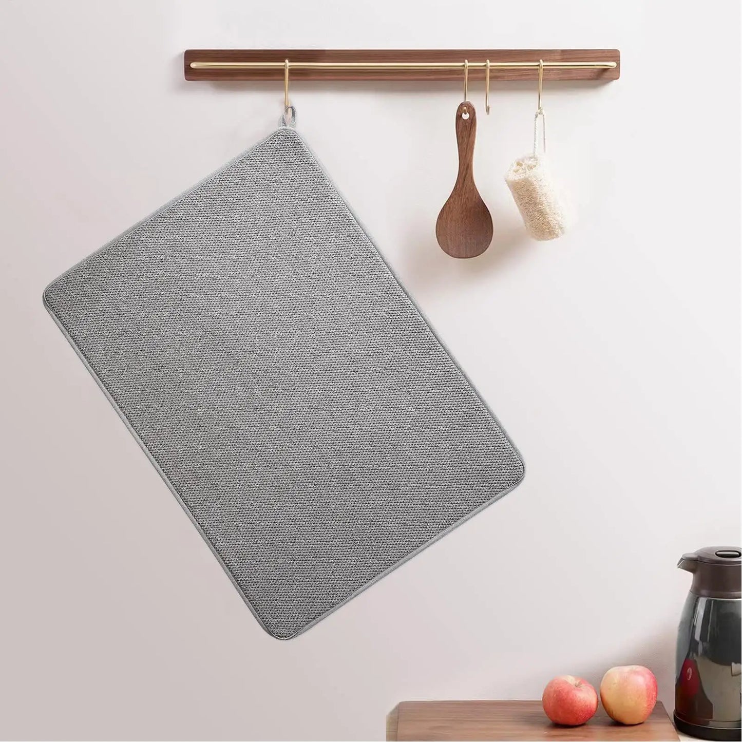 Large Microfiber Dish Drying Mat Absorbent Non-Slip Kitchen Counter Pad Oversized Drying Rack For Cups Utensils Bottles Home Peaceful Pleasures Health and Wellness