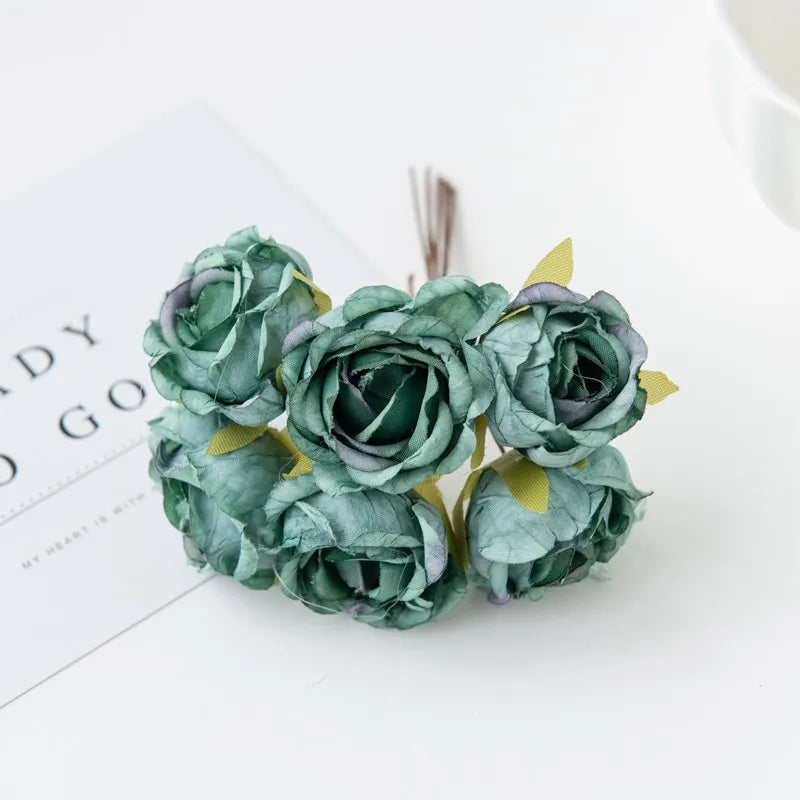 Silk Tea Rose Artificial Flower Bouquet for Wedding & Home Decor