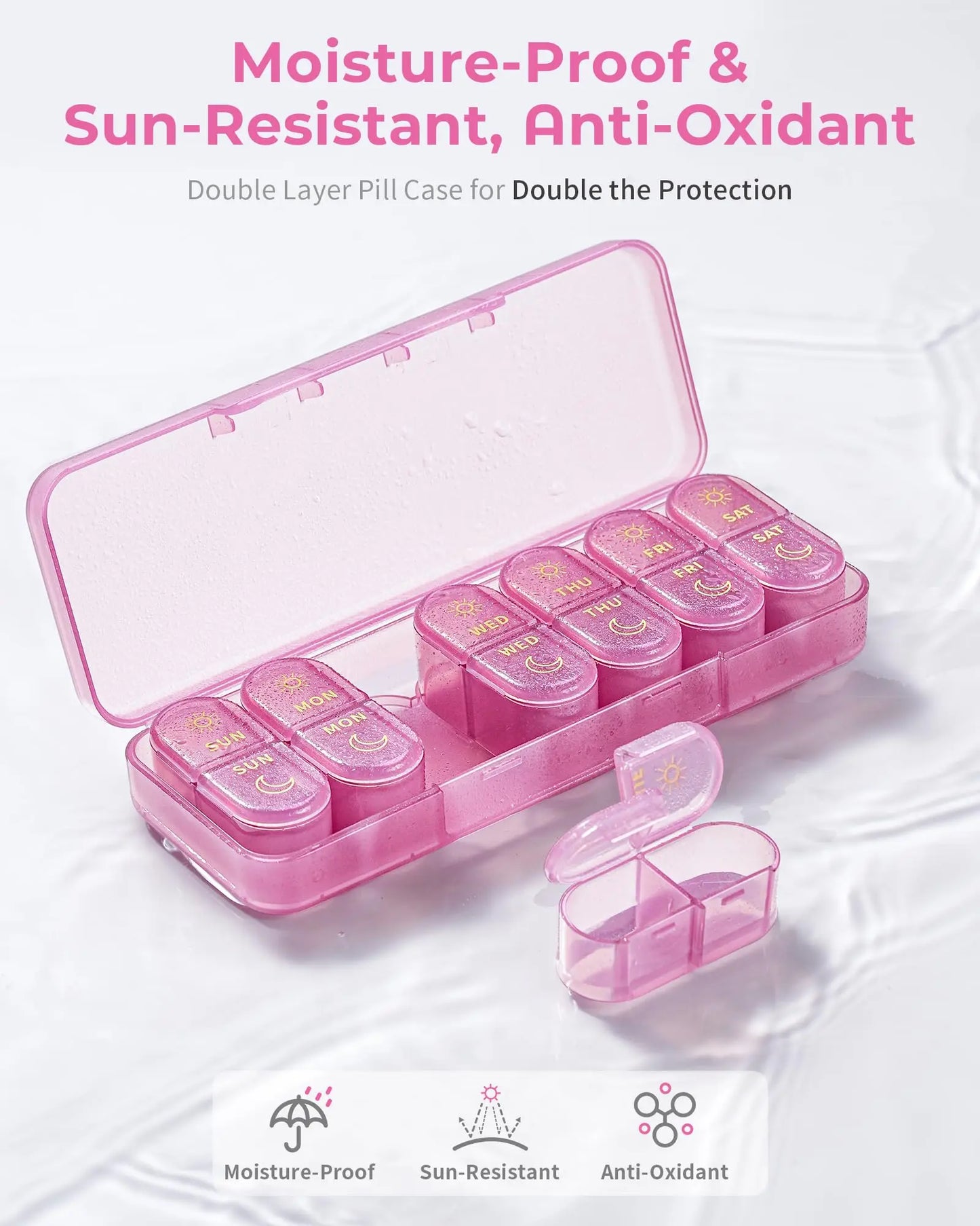 Pill Organizer, Pill Box 7 Day Am & Pm Pill Organizer 7 Days,Weekly Pill Case 2 Times a Day,Medicine Organizer for Travel Peaceful Pleasures Health and Wellness