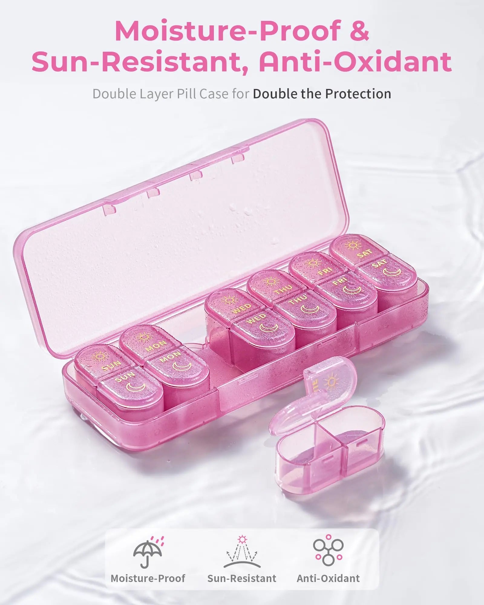 Pill Organizer, Pill Box 7 Day Am & Pm Pill Organizer 7 Days,Weekly Pill Case 2 Times a Day,Medicine Organizer for Travel Peaceful Pleasures Health and Wellness