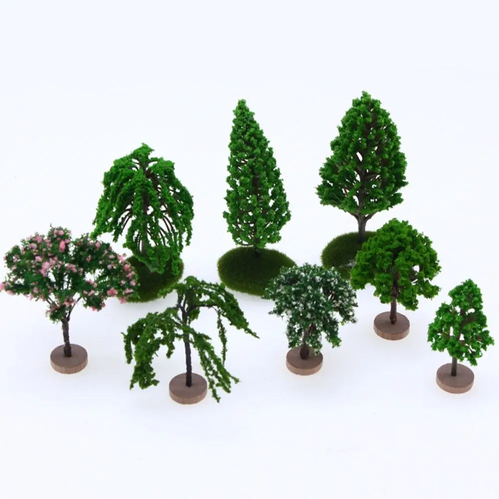 Miniature Model Trees Dollhouse Moss Rock Wooden Base DIY Diorama