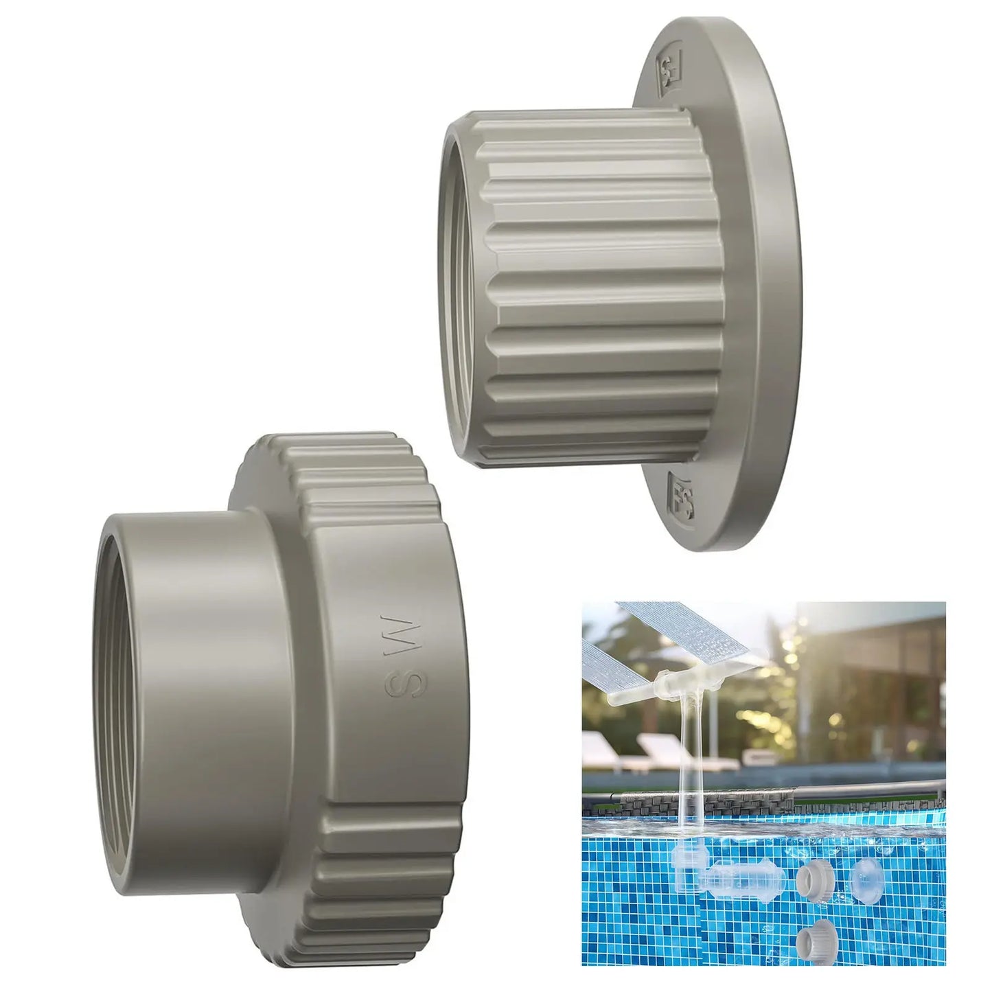 Pool Fountain Adapter For SummerWave And Funsicle Durable ABS Plastic Easy Installation Strong Water Flow Peaceful Pleasures Health and Wellness 2pcs 1male 1female