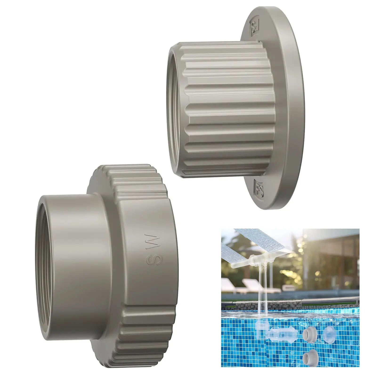 Pool Fountain Adapter For SummerWave And Funsicle Durable ABS Plastic Easy Installation Strong Water Flow Peaceful Pleasures Health and Wellness 2pcs 1male 1female