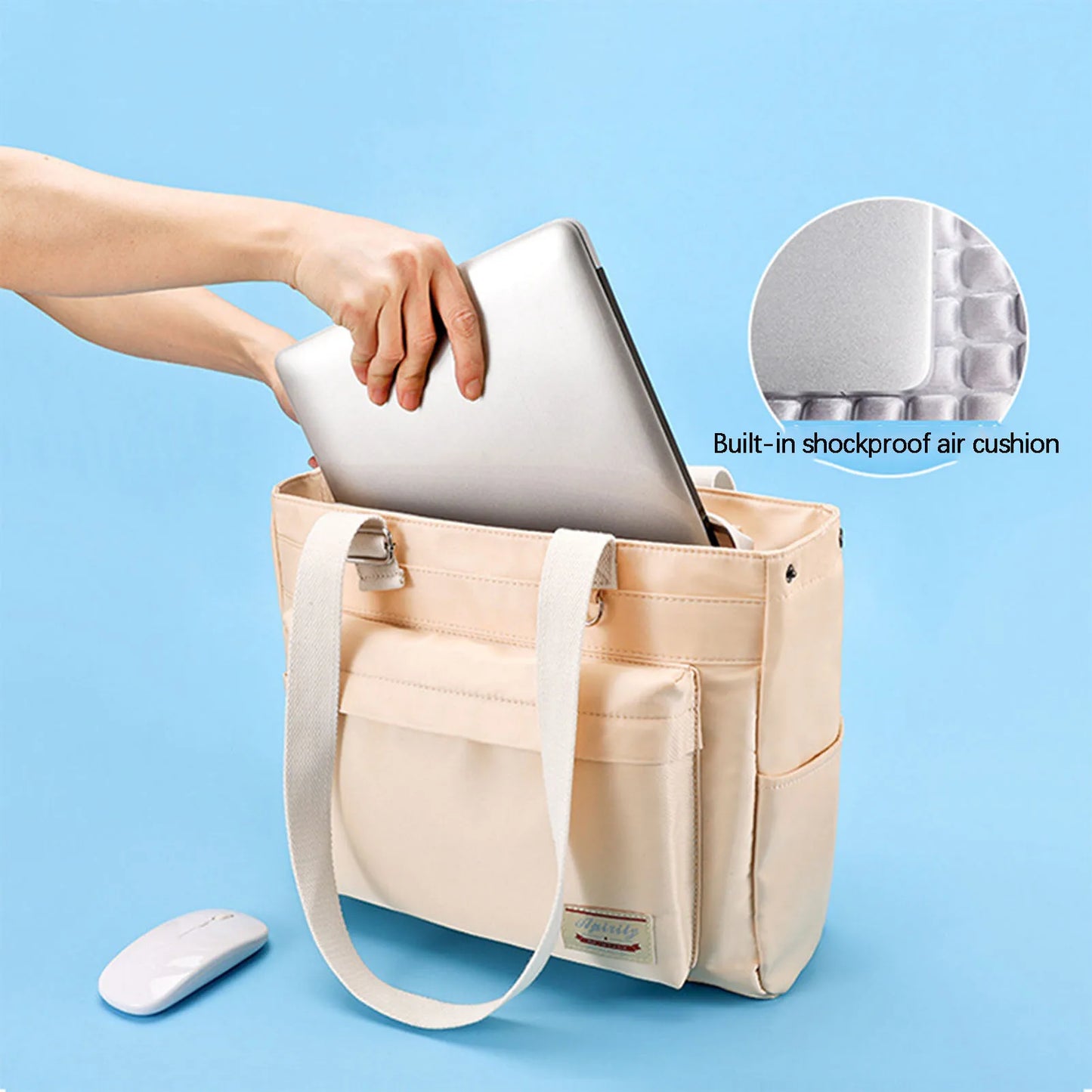 Large Capacity Laptop Bag with Adjustable Shoulder Strap Side Pockets for Travel Business Trip Daily Work Peaceful Pleasures Health and Wellness