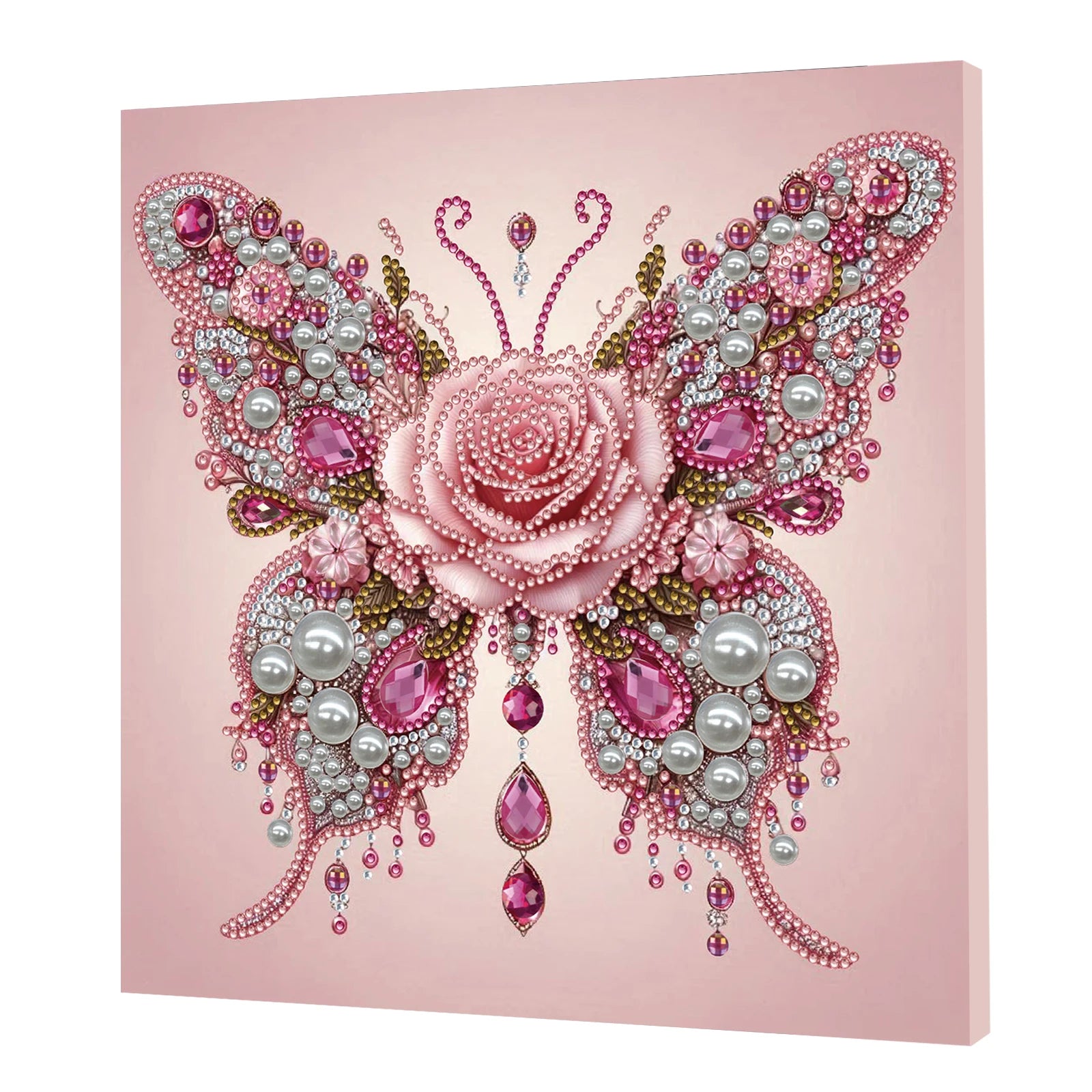Pearl Gem Diamond Art Painting Kit with Frame 9.84x9.84in DIY Art Craft Pearl Diamond Painting for Adults Home Wall Decor Peaceful Pleasures Health and Wellness Rose Butterfly